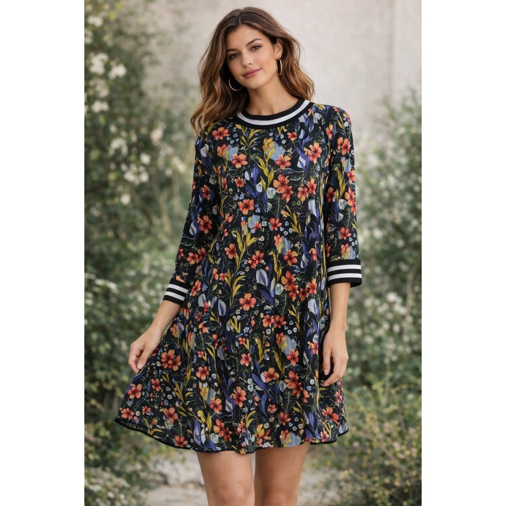 Anthro Rdalamal‎ Floral Botanical Swing Dress M Garden Core Boho Cottagecore